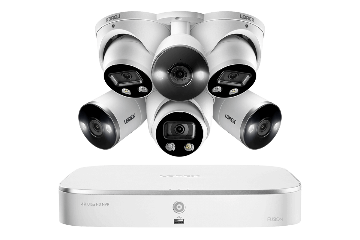 8-Channel Fusion NVR System with Dome and Bullet Smart Deterrence 4K IP Cameras - Lorex Technology Inc.