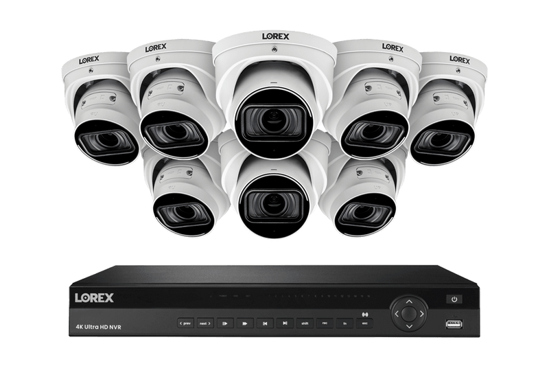 Lorex 4K (16 Camera Capable) 4TB Wired NVR System with Nocturnal 4 Smart IP Dome Cameras Featuring Motorized Varifocal Lens, Listen-In Audio and 30FPS Recording - Lorex Technology Inc.