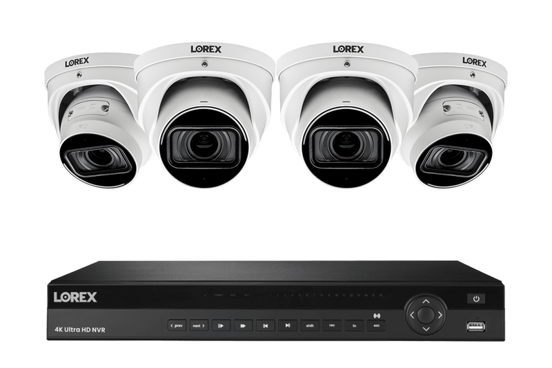 Lorex 4K (16 Camera Capable) 4TB Wired NVR System with Nocturnal 4 Smart IP Dome Cameras Featuring Motorized Varifocal Lens, Listen-In Audio and 30FPS Recording - Lorex Technology Inc.