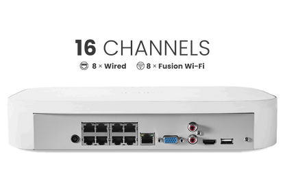 Lorex 4K 16-Camera Capable (8 Wired + 8 Fusion Wi-Fi) 2TB Wired NVR System with IP Dome Cameras featuring Listen-In Audio - Lorex Technology Inc.