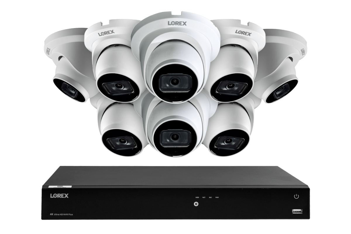Lorex 4K 16-Camera Capable (Wired or Fusion Wi-Fi) 4TB Wired NVR System with IP Dome Cameras featuring Listen-In Audio - Lorex Technology Inc.