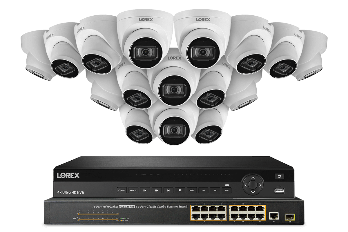 Lorex 4K (32 Camera Capable) 8TB Wired NVR System with IP Dome Cameras Featuring Listen-In Audio - Lorex Technology Inc.