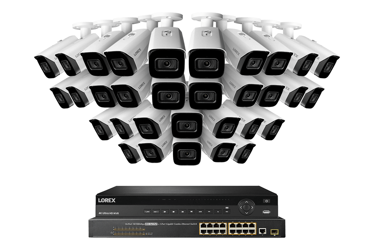 Lorex 4K (32 Camera Capable) 8TB Wired NVR System with Nocturnal 3 Smart IP Bullet Cameras Featuring Listen-In Audio and 30FPS Recording - Lorex Technology Inc.