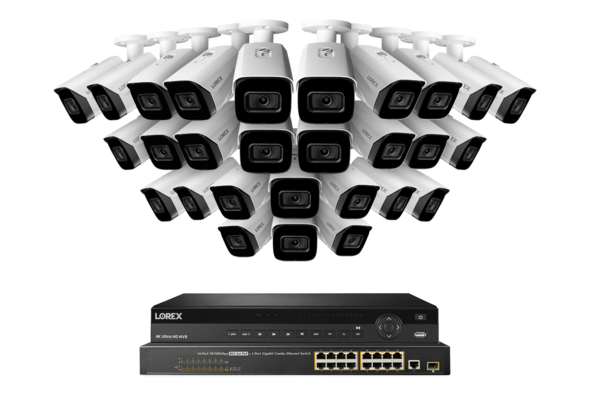 Lorex 4K (32 Camera Capable) 8TB Wired NVR System with Nocturnal 3 Smart IP Bullet Cameras Featuring Listen-In Audio and 30FPS Recording - Lorex Technology Inc.