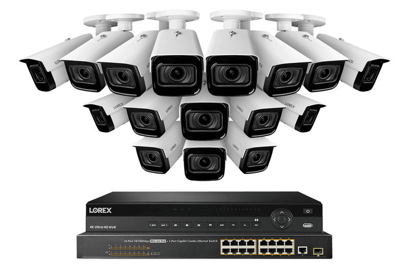 Lorex 4K (32 Camera Capable) 8TB Wired NVR System with Nocturnal 3 Smart IP Bullet Cameras Featuring Motorized Varifocal Lens and 30FPS Recording - Lorex Technology Inc.