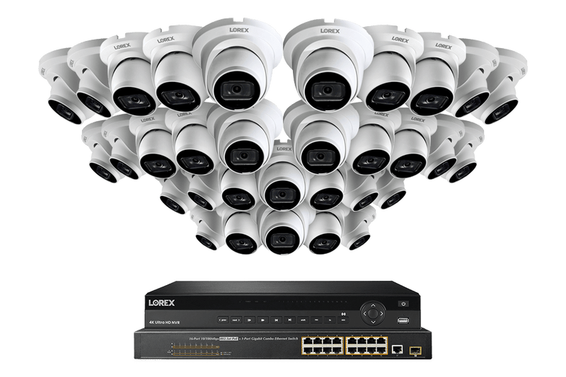 Lorex 4K (32 Camera Capable) 8TB Wired NVR System with Nocturnal 3 Smart IP Dome Cameras Featuring Listen-In Audio and 30FPS Recording - Lorex Technology Inc.