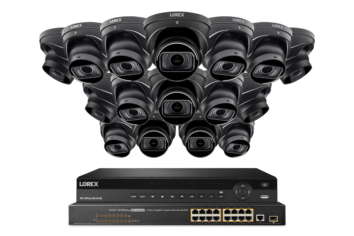 Lorex 4K (32 Camera Capable) 8TB Wired NVR System with Nocturnal 4 Smart IP Dome Cameras Featuring Motorized Varifocal Lens, Listen-In Audio and 30FPS Recording - Lorex Technology Inc.