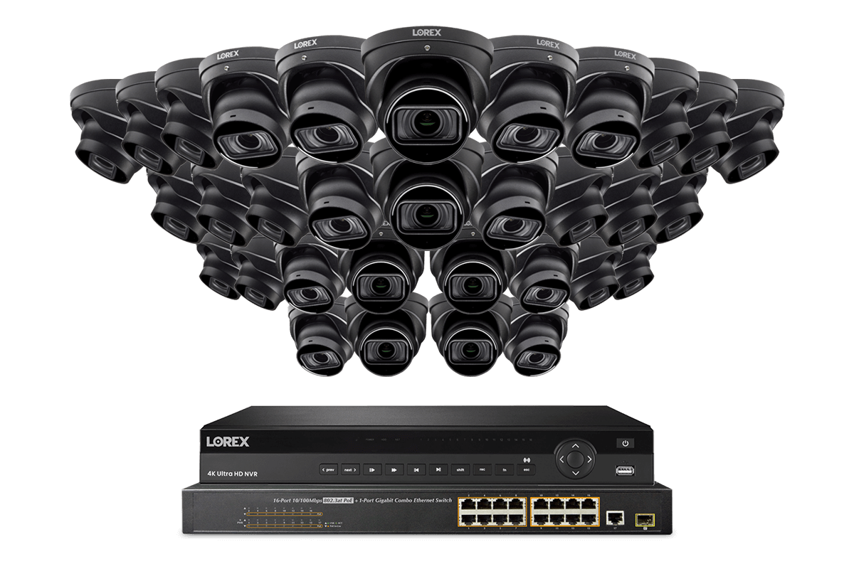 Lorex 4K (32 Camera Capable) 8TB Wired NVR System with Nocturnal 4 Smart IP Dome Cameras Featuring Motorized Varifocal Lens, Listen-In Audio and 30FPS Recording - Lorex Technology Inc.