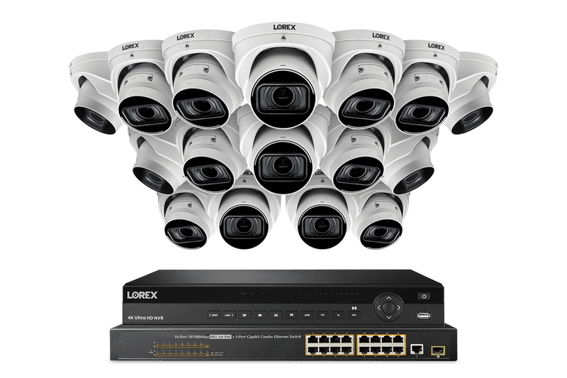 Lorex 4K (32 Camera Capable) 8TB Wired NVR System with Nocturnal 4 Smart IP Dome Cameras Featuring Motorized Varifocal Lens, Listen-In Audio and 30FPS Recording - Lorex Technology Inc.