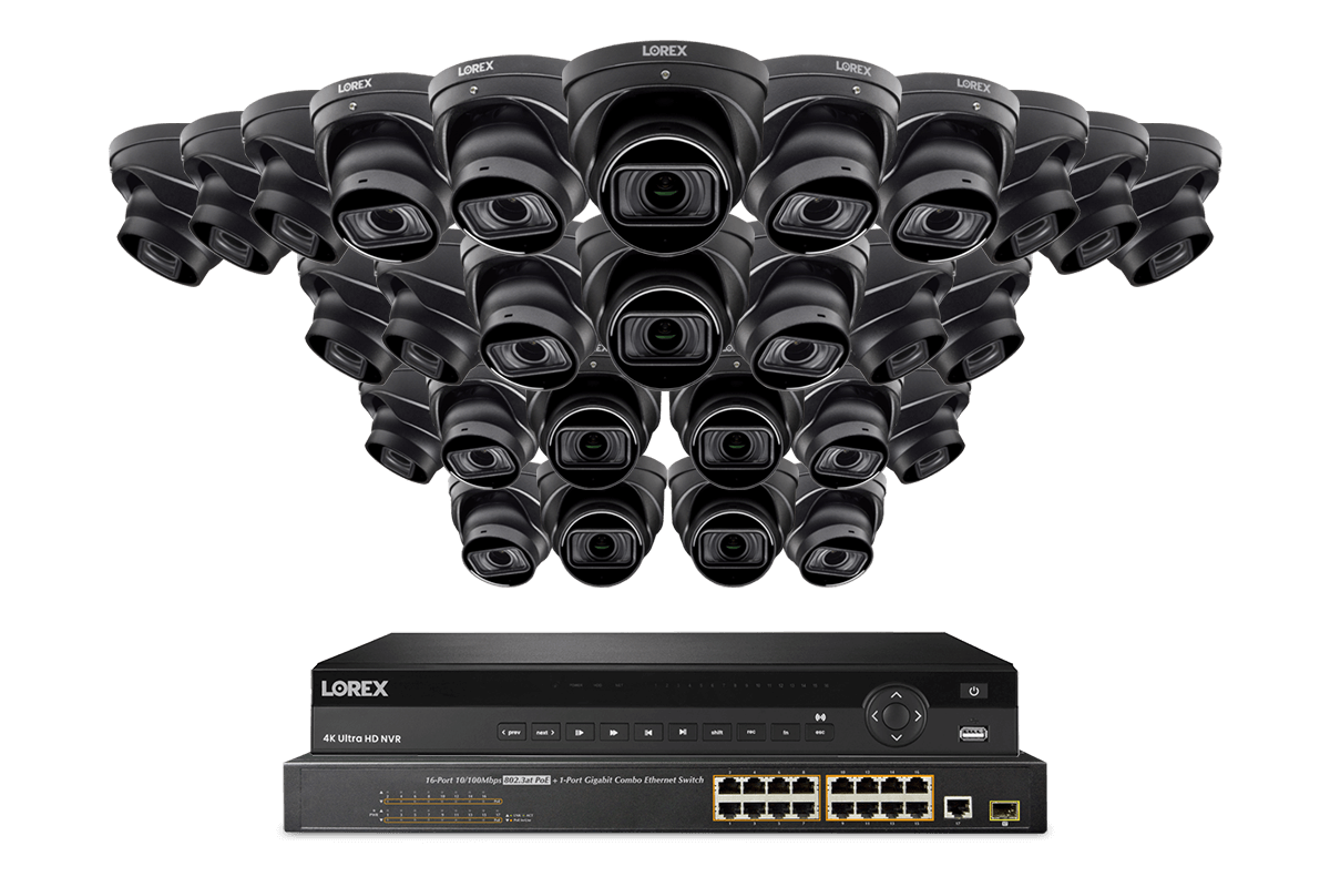 Lorex 4K (32 Camera Capable) 8TB Wired NVR System with Nocturnal 4 Smart IP Dome Cameras Featuring Motorized Varifocal Lens, Listen-In Audio and 30FPS Recording - Lorex Technology Inc.