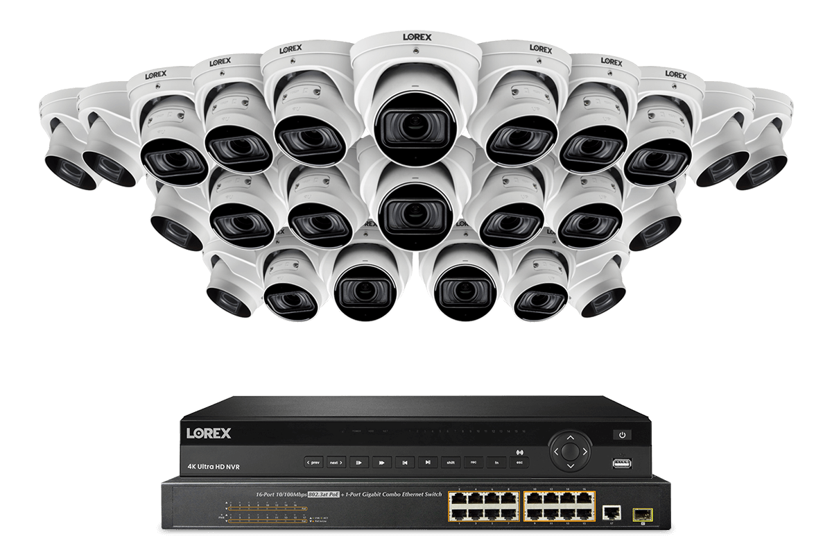 Lorex 4K (32 Camera Capable) 8TB Wired NVR System with Nocturnal 4 Smart IP Dome Cameras Featuring Motorized Varifocal Lens, Listen-In Audio and 30FPS Recording - Lorex Technology Inc.