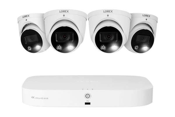 Lorex 8-channel Fusion NVR System with 4 Smart Deterrence Security Cameras - Lorex Technology Inc.