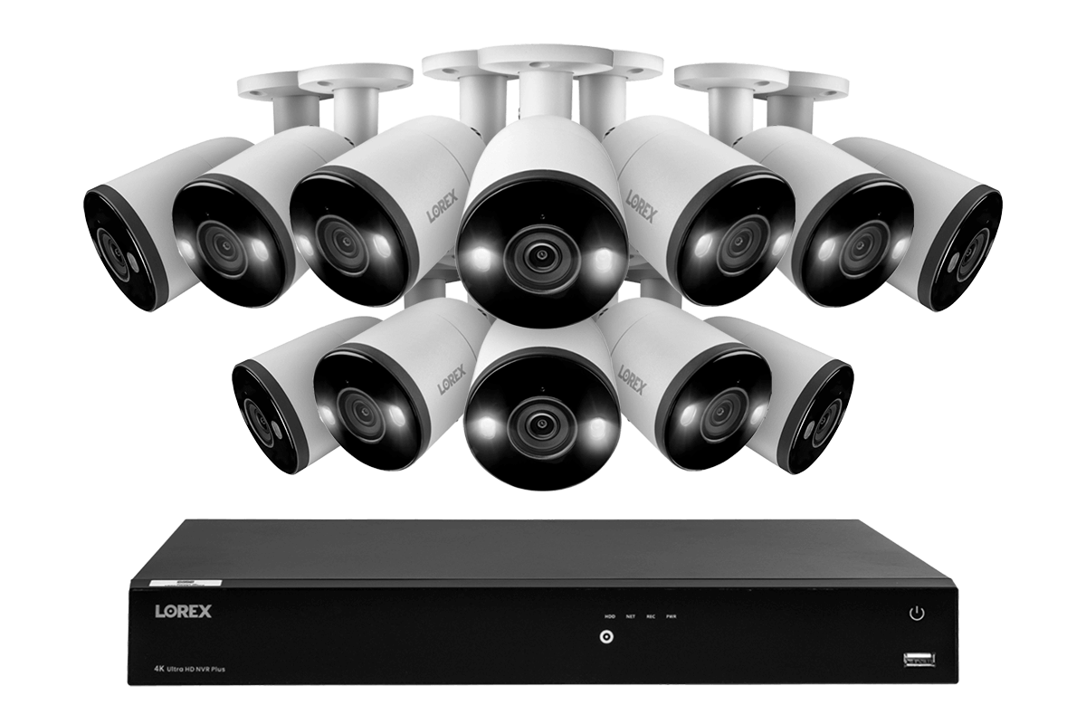 Lorex Fusion 4K (16 Camera Capable) 3TB Wired NVR System with Bullet Cameras Featuring Smart Deterrence and Two-Way Talk - Lorex Technology Inc.