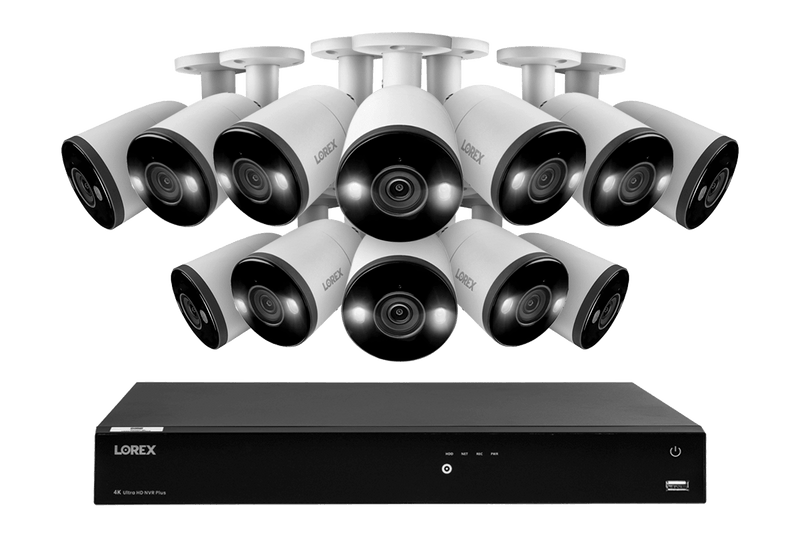 Lorex Fusion 4K (16 Camera Capable) 3TB Wired NVR System with Bullet Cameras Featuring Smart Deterrence and Two-Way Talk - Lorex Technology Inc.