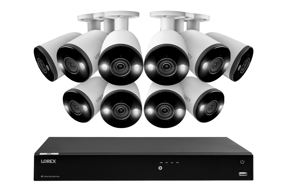 Lorex Fusion 4K (16 Camera Capable) 3TB Wired NVR System with Bullet Cameras Featuring Smart Deterrence and Two-Way Talk - Lorex Technology Inc.