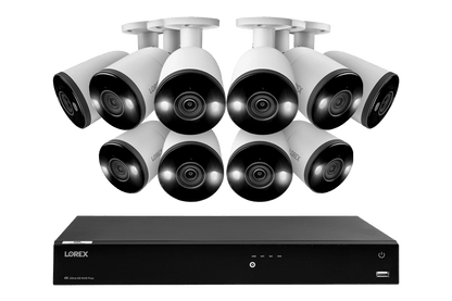 Lorex Fusion 4K (16 Camera Capable) 3TB Wired NVR System with Bullet Cameras Featuring Smart Deterrence and Two-Way Talk - Lorex Technology Inc.