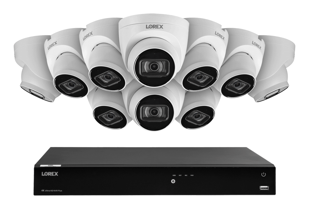 Lorex Fusion 4K (16 Camera Capable) 3TB Wired NVR System with IP Dome Cameras featuring Listen-In Audio - Lorex Technology Inc.