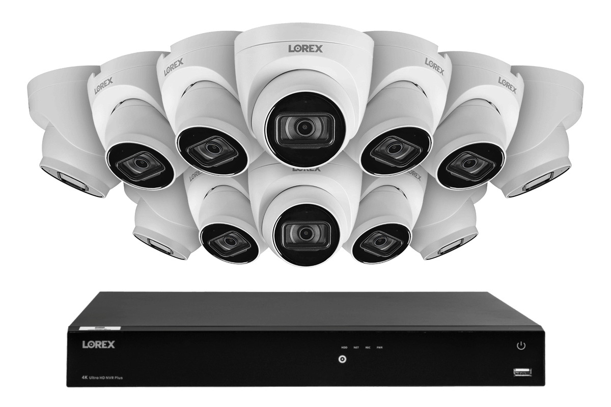 Lorex Fusion 4K (16 Camera Capable) 3TB Wired NVR System with IP Dome Cameras featuring Listen-In Audio - Lorex Technology Inc.