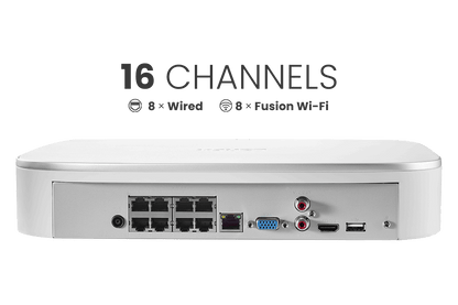Lorex Fusion 4K 16 Camera Capable (8 Wired and 8 Wi-Fi) 2TB Wired NVR System with 4 Bullet Cameras Featuring Smart Security Lighting - Lorex Technology Inc.