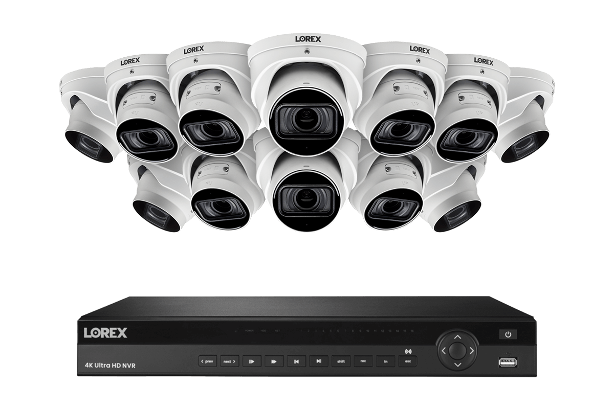 Lorex Nocturnal 3 4K (16 Camera Capable) 4TB Wired NVR System with Smart IP Dome Cameras, 30FPS Recording, Listen-in Audio and Motorized Varifocal Zoom Lenses - Lorex Technology Inc.